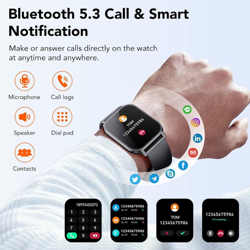 Montre Connectée Homme Femme avec Appels Bluetooth