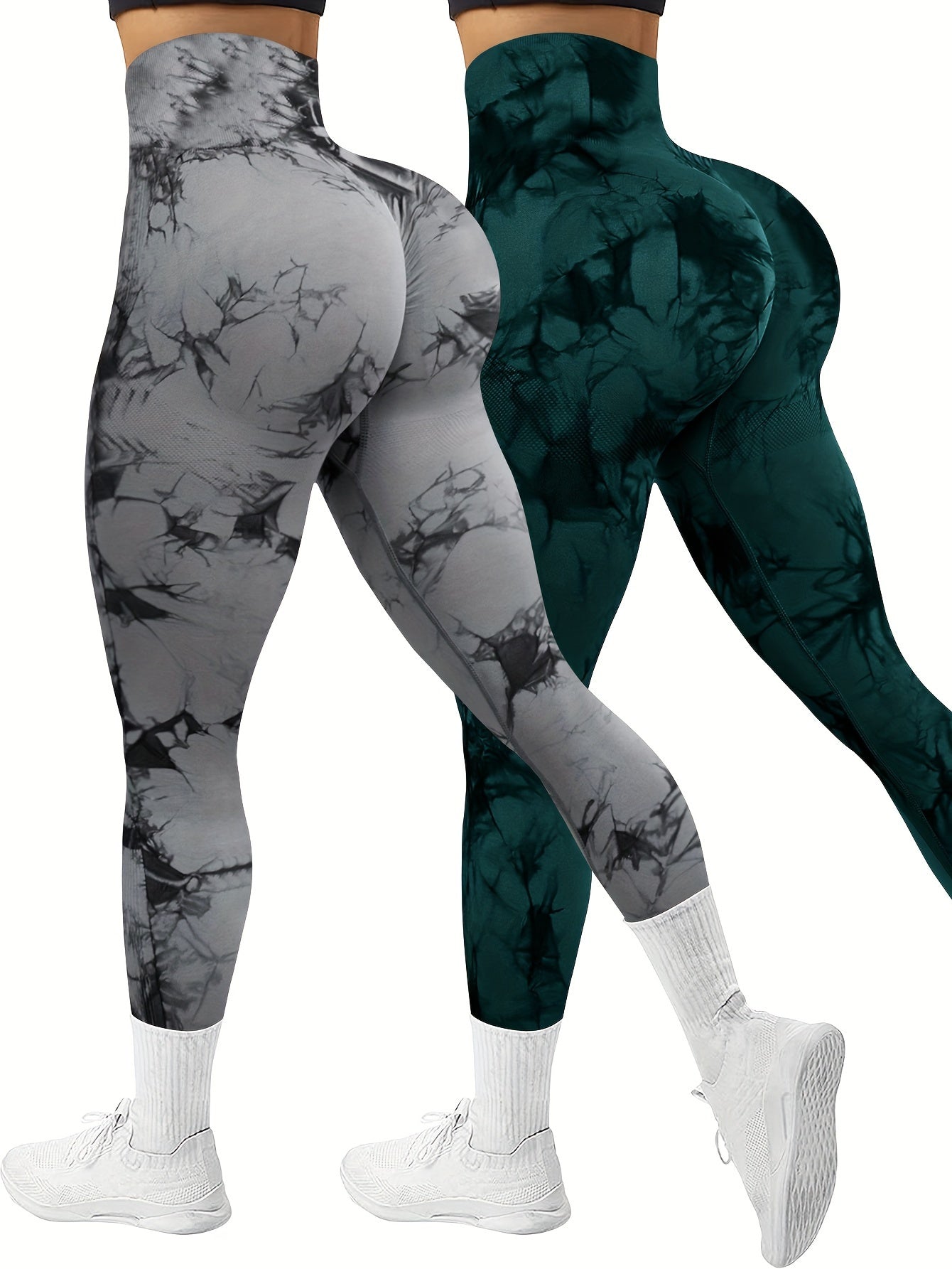 Lot de 2 Leggings Femme Tie-Dye Sans Couture – Yoga & Fitness Confortables