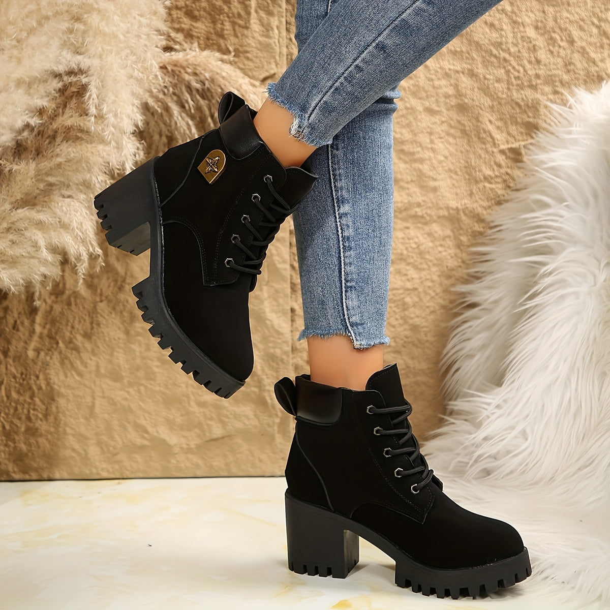 Bottines Femme à Talon Épais Noir – Pluie, Mode Automne-Hiver 2024