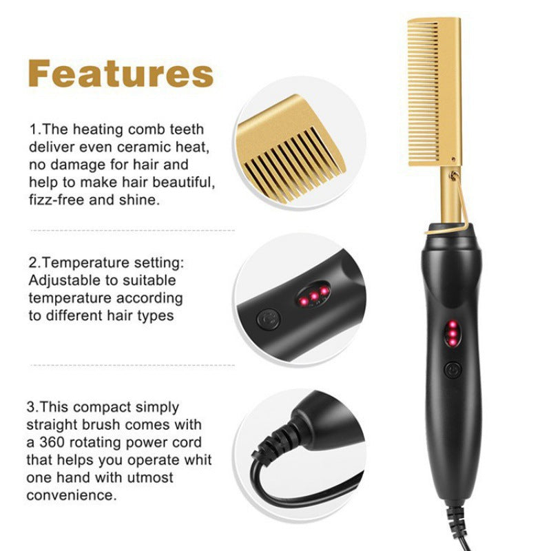 Professional Electric Straightening Brush – Heated, Durable &amp; Ideal for Travel or Home