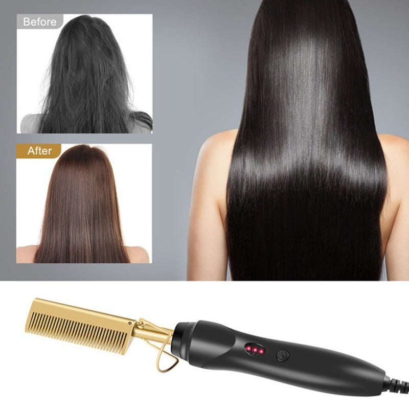 Professional Electric Straightening Brush – Heated, Durable &amp; Ideal for Travel or Home