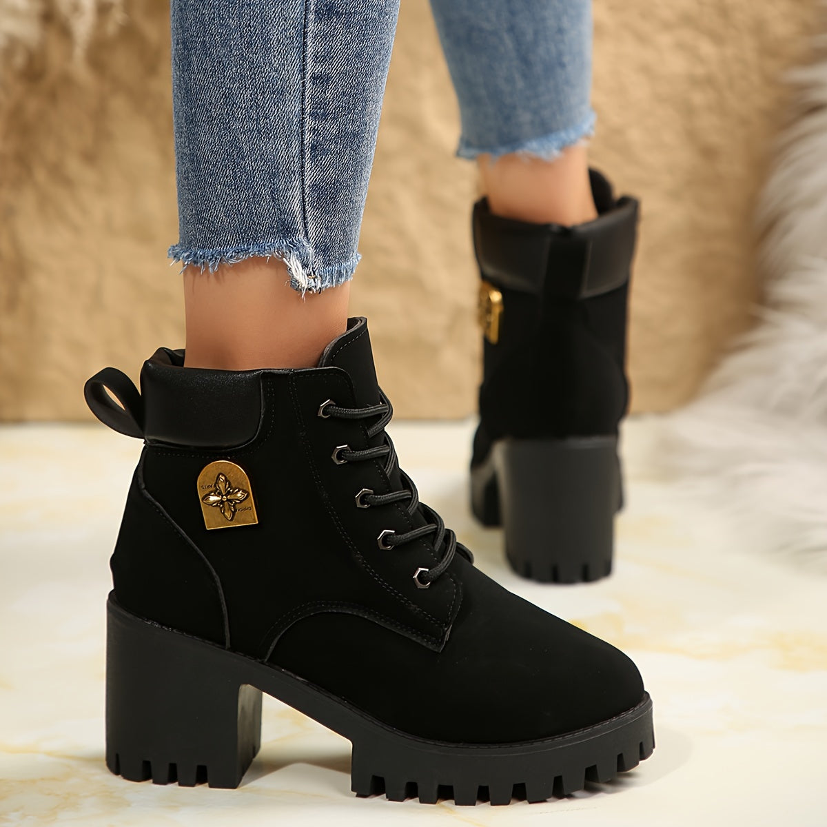 Bottines Femme à Talon Épais Noir – Pluie, Mode Automne-Hiver 2024