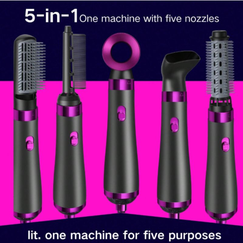 5 in 1 Hair Dryer – Straightener, Blow Dryer &amp; Multifunctional Nozzles