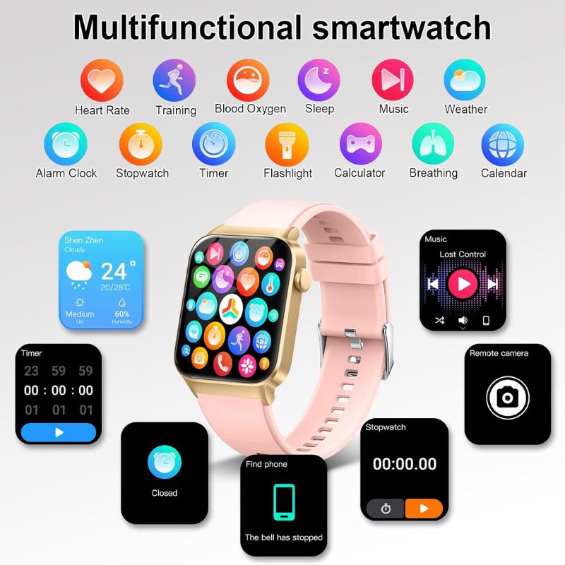Women's Men's Connected Watch with Bluetooth Call 