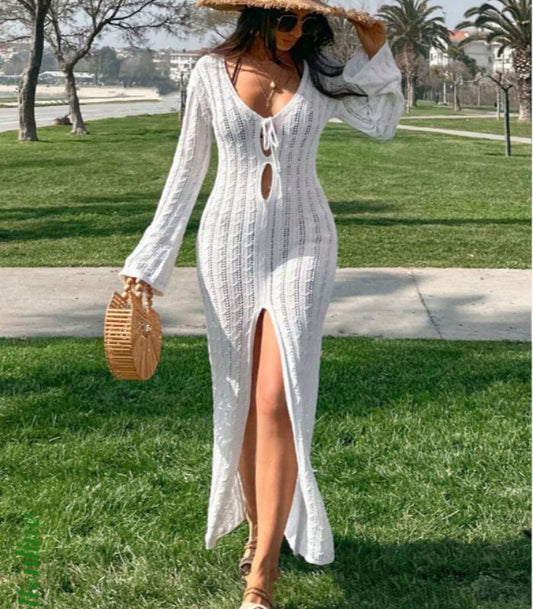 Robe Crochet Tricotée Femme MYSOLUT – Élégance Estivale et Confort