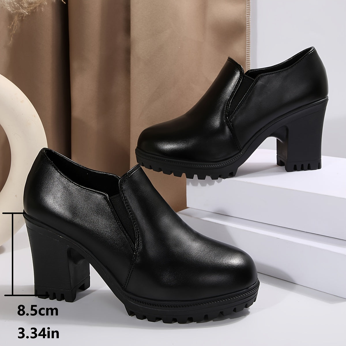 Bottes Courtes Noires Femme – Talon Haut, Style Casual & Grande Stabilité