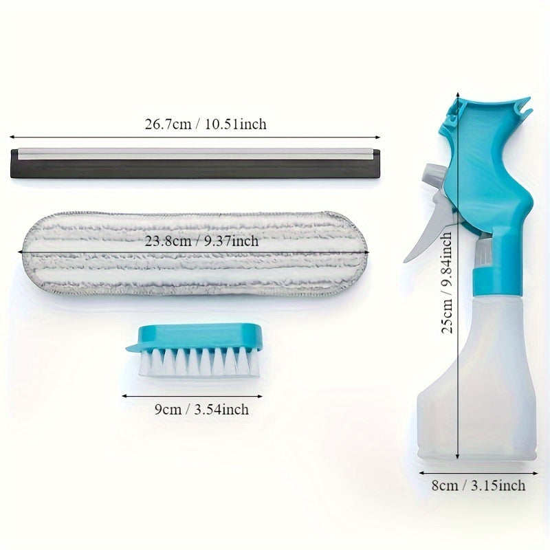 MYSOLUT : Outil de Nettoyage 4-en-1 pour Vitres, Miroirs et Carreaux – Gratte, Essuie, Frotte et Pulvérise pour une Brillance Impeccable