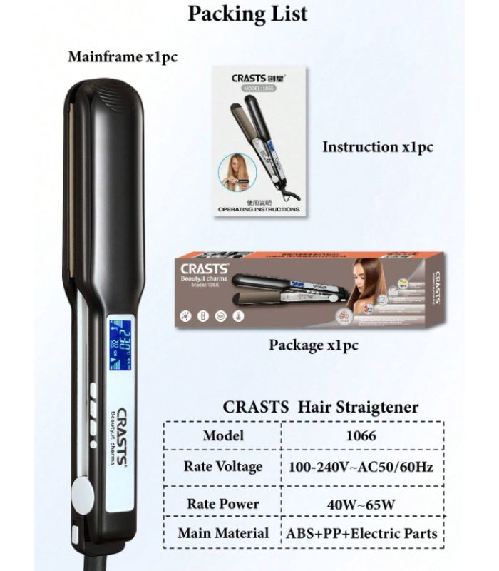 Pro Hair Straightener – MCH Fast Heating, LCD Display &amp; Titanium Plates