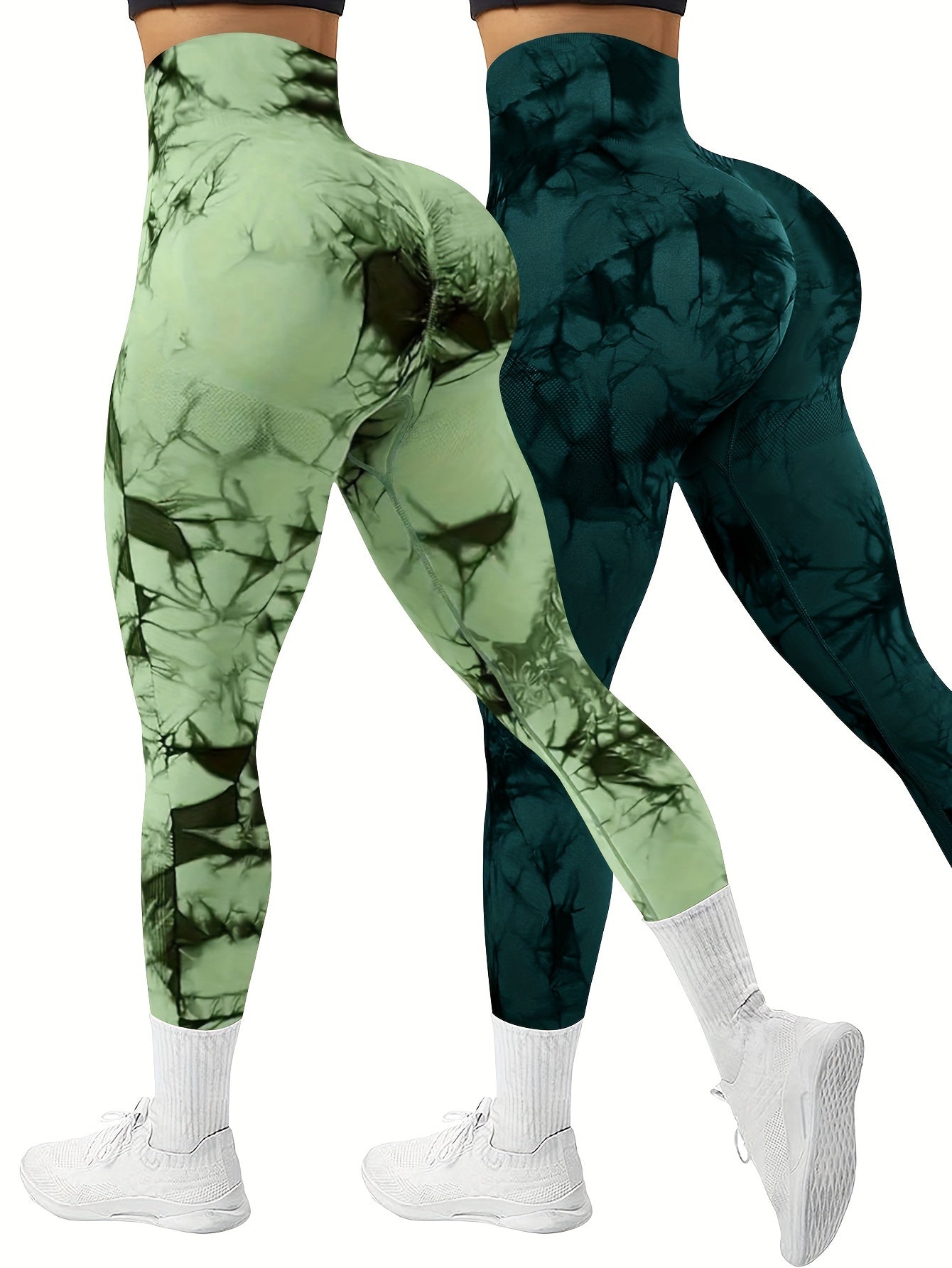 Lot de 2 Leggings Femme Tie-Dye Sans Couture – Yoga & Fitness Confortables