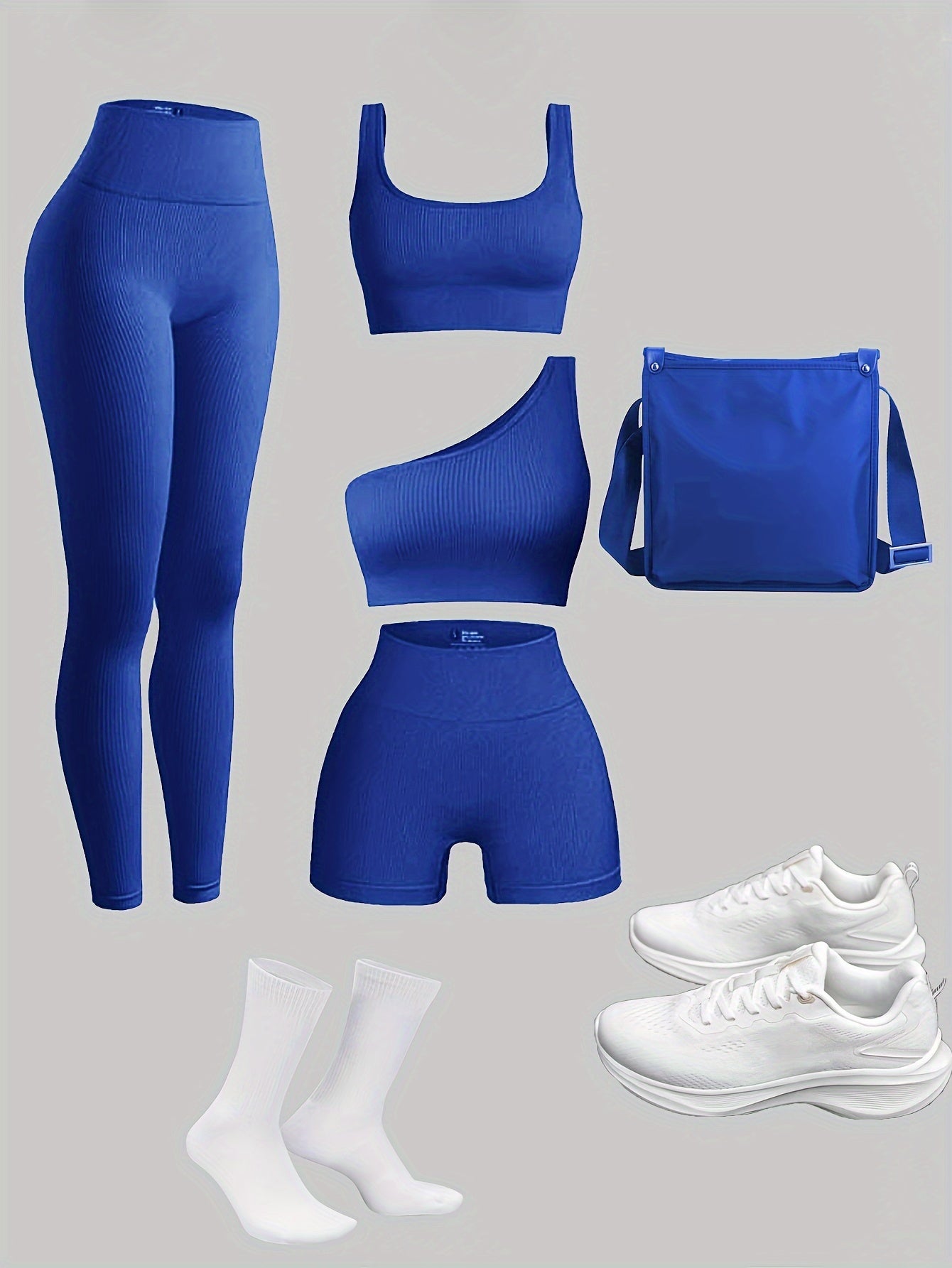 Ensemble 4 Pièces Femme : Leggings, Brassière, Shorts – Idéal Gym & Extérieur