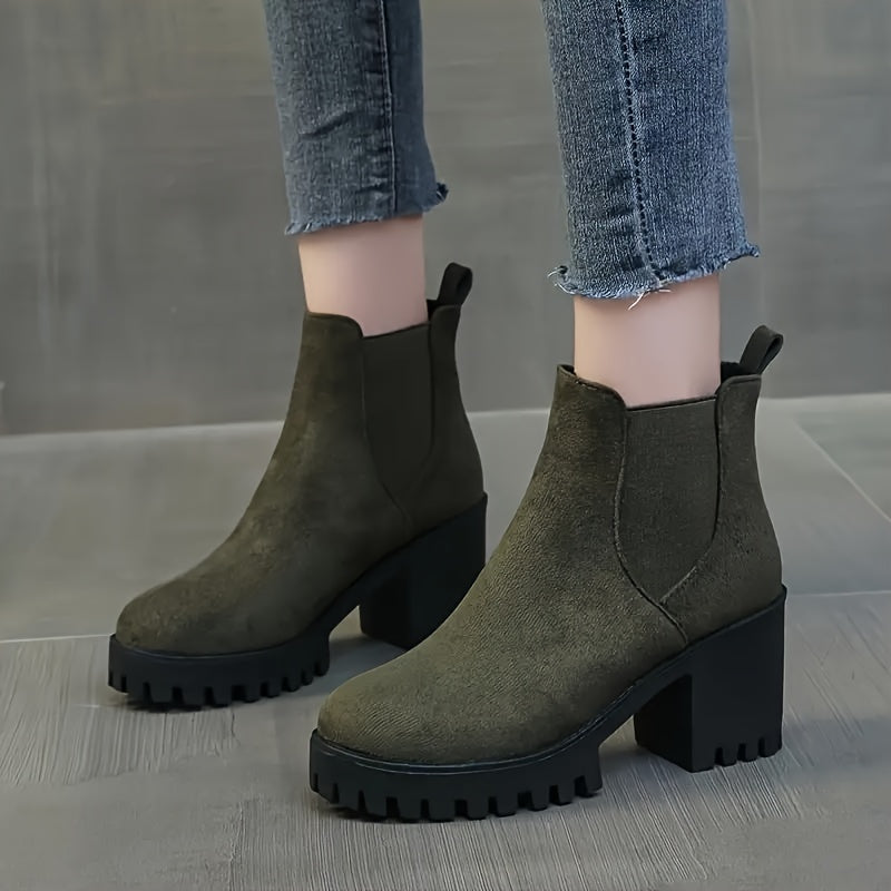 Bottines à Talon Carré Femme – Style Rétro Chic, Élégant & Idéal en Hiver