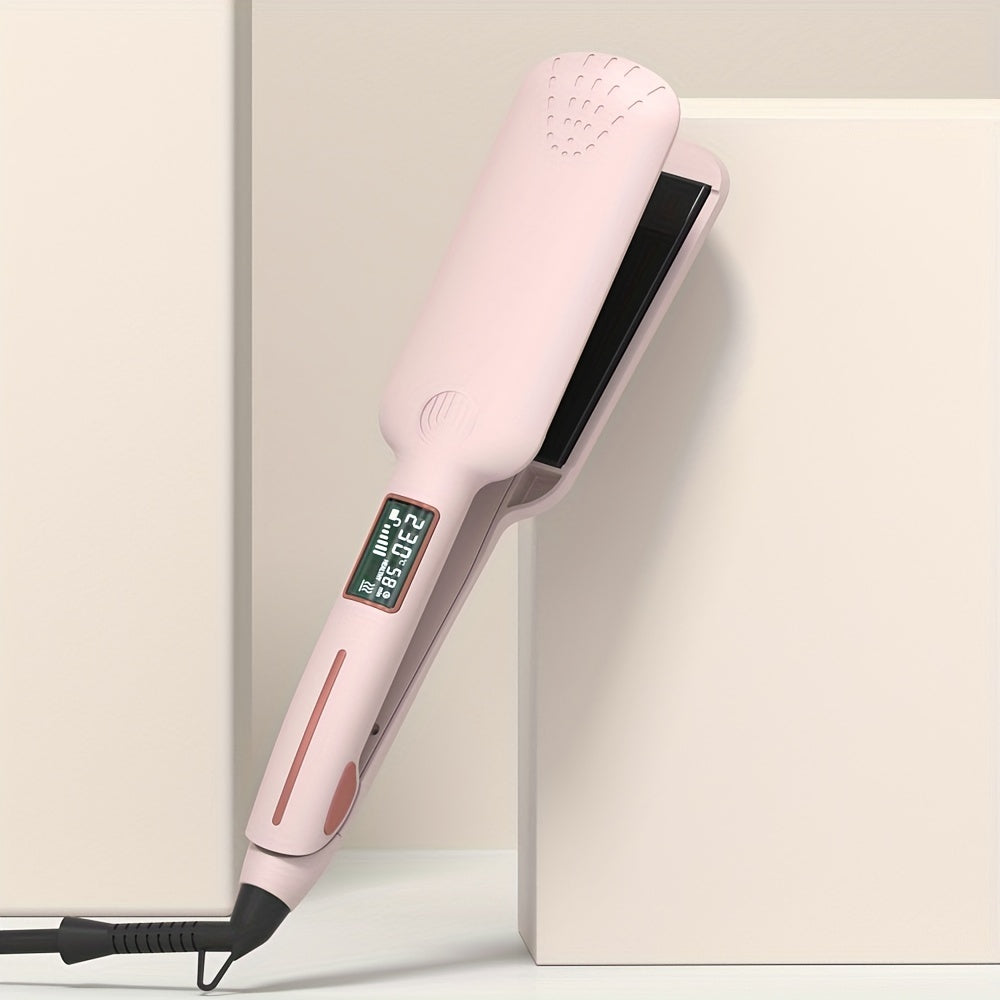 Ceramic Hair Straightener with LCD Display – European Plug, Fast Heating, Free Glove