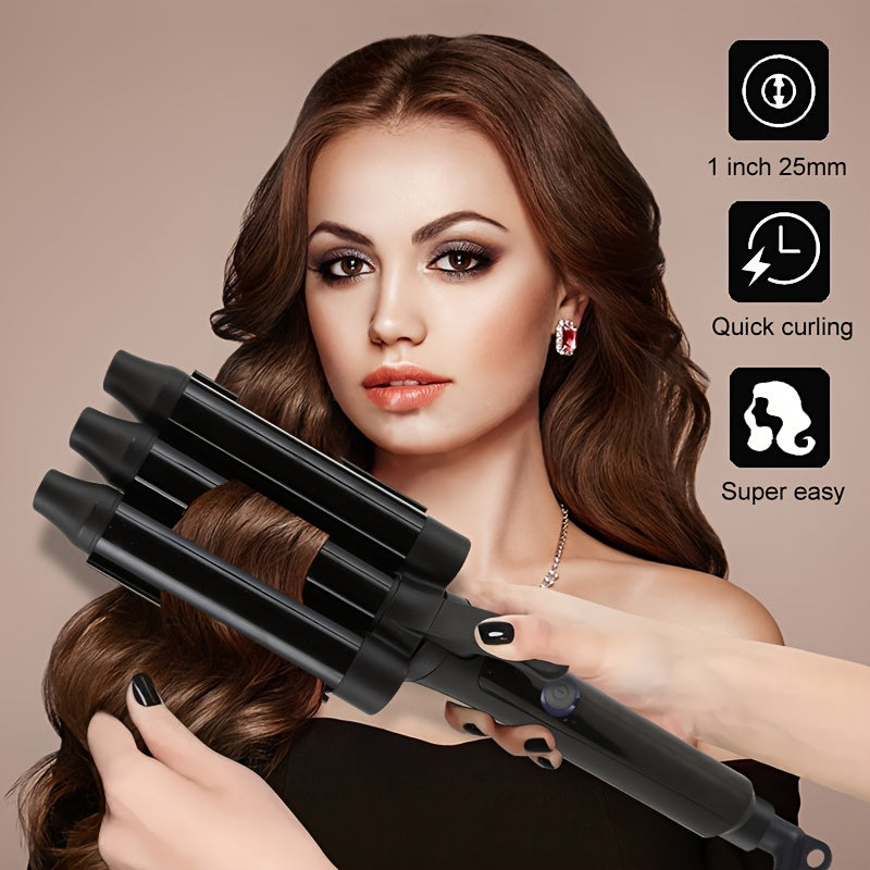 Triple Barrel Curling Iron – Voluminous Hair, Ideal Gift for Women