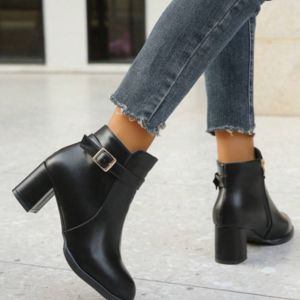 Women's Warm Mid-Calf Boots - Thick Heel, Fall/Winter Fashion