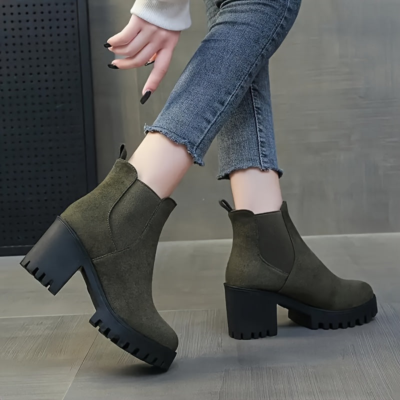 Bottines à Talon Carré Femme – Style Rétro Chic, Élégant & Idéal en Hiver