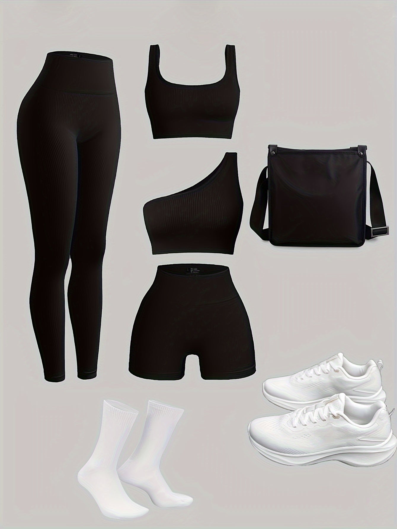 Ensemble 4 Pièces Femme : Leggings, Brassière, Shorts – Idéal Gym & Extérieur