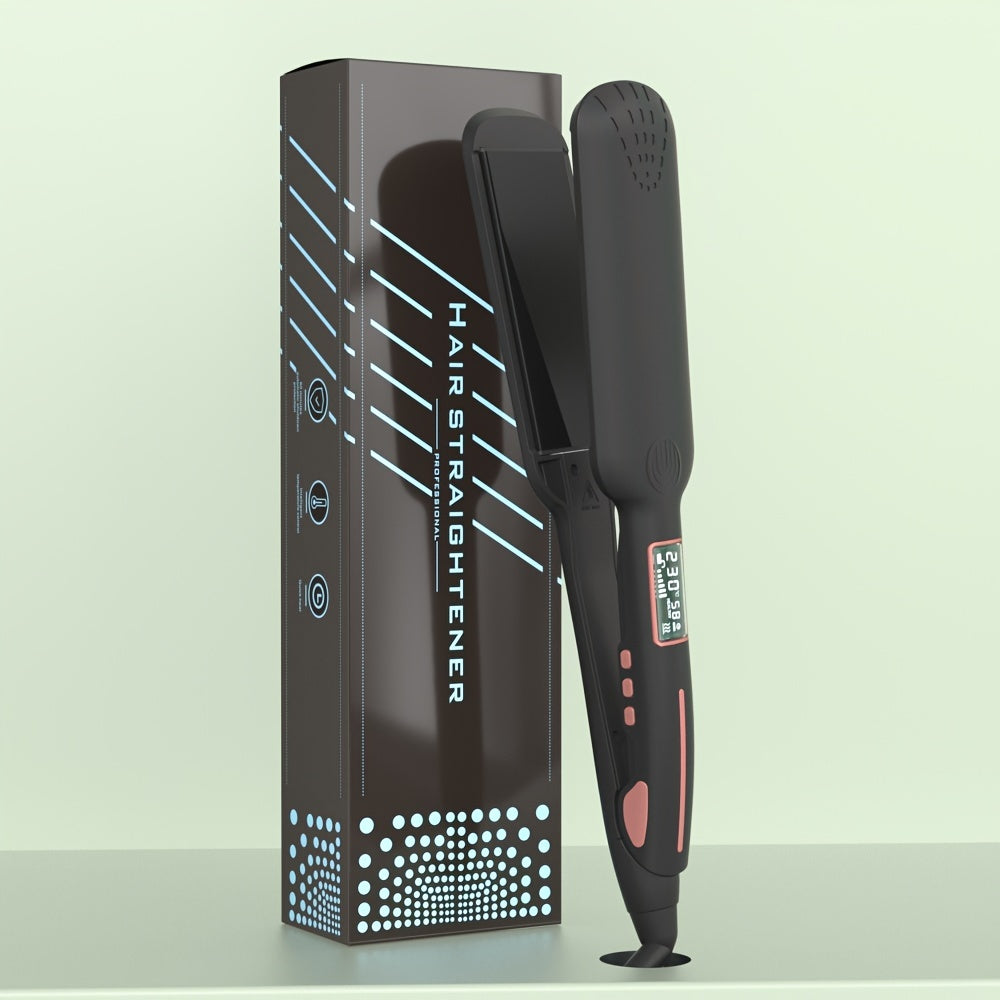 Ceramic Hair Straightener with LCD Display – European Plug, Fast Heating, Free Glove