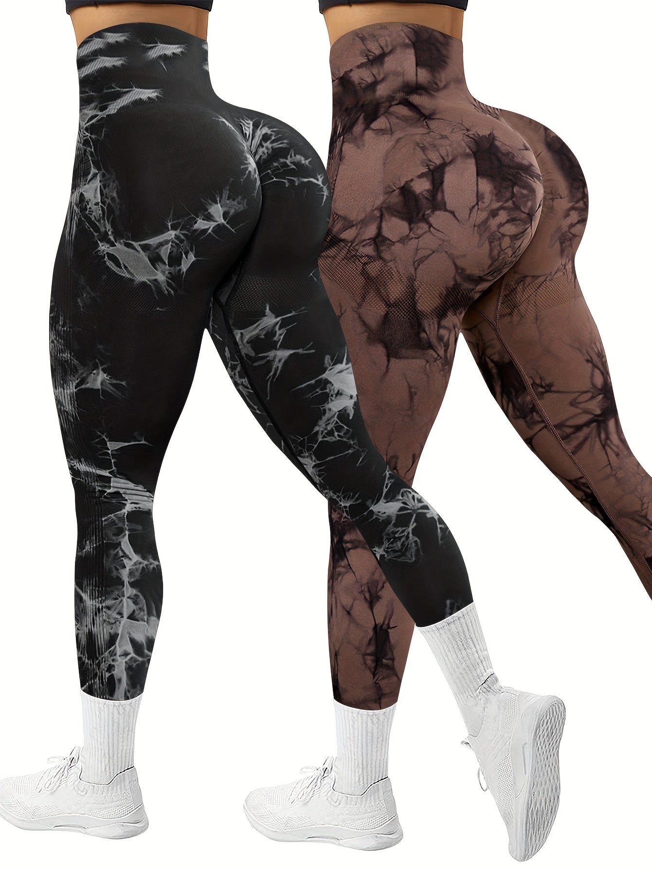 Lot de 2 Leggings Femme Tie-Dye Sans Couture – Yoga & Fitness Confortables