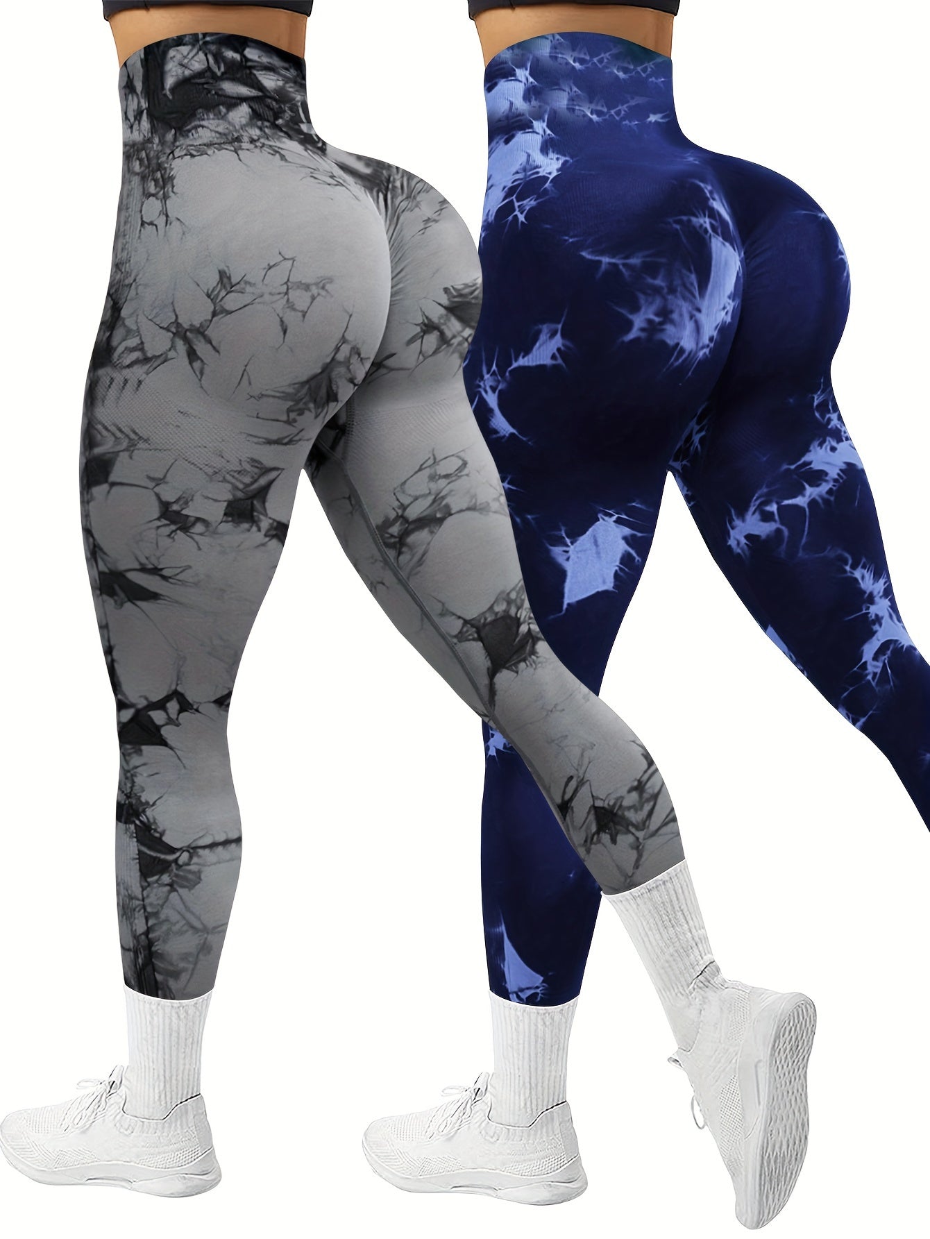 Lot de 2 Leggings Femme Tie-Dye Sans Couture – Yoga & Fitness Confortables