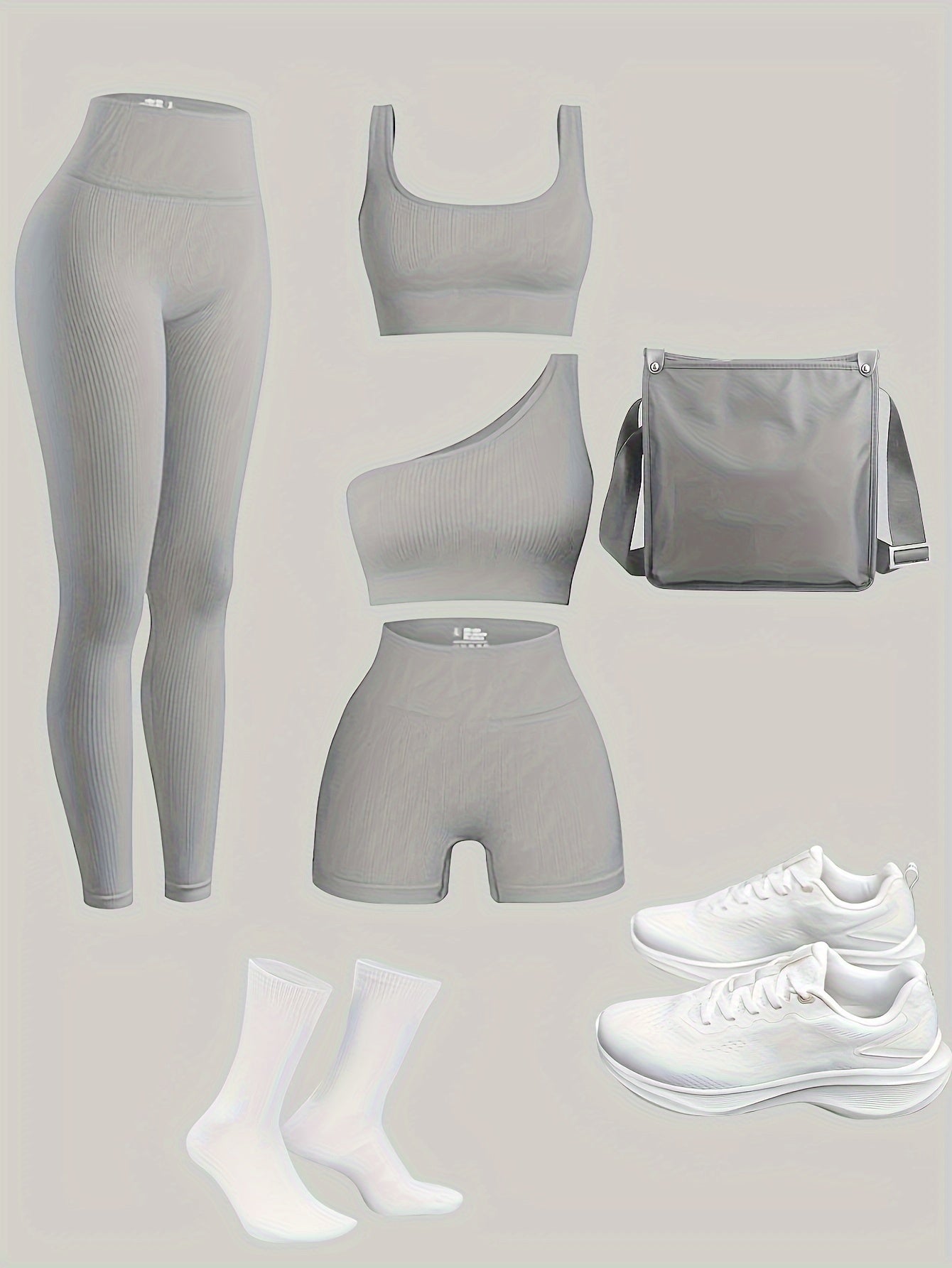 Ensemble 4 Pièces Femme : Leggings, Brassière, Shorts – Idéal Gym & Extérieur