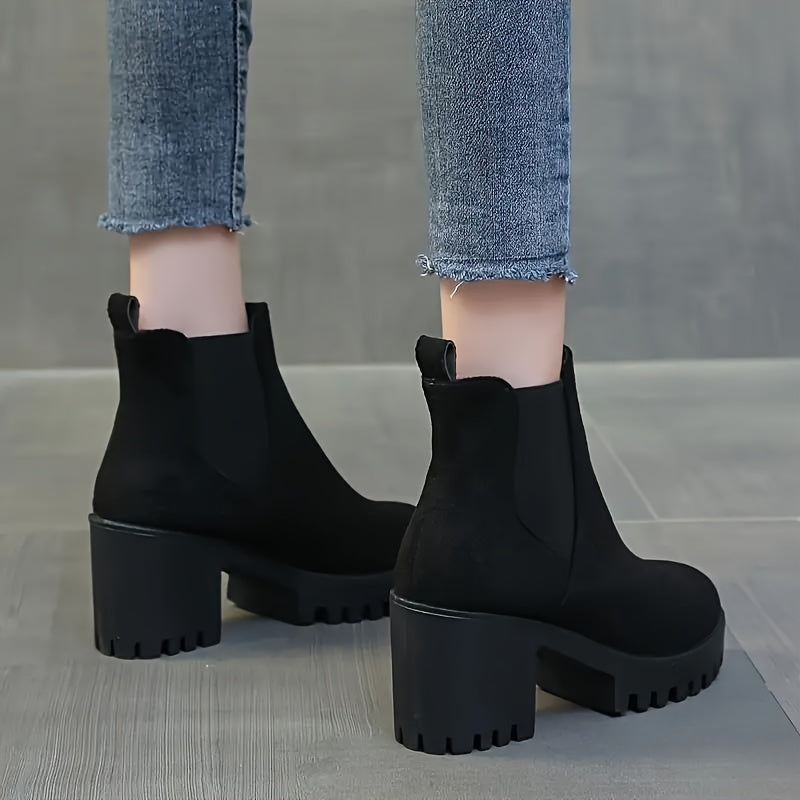 Bottines à Talon Carré Femme – Style Rétro Chic, Élégant & Idéal en Hiver