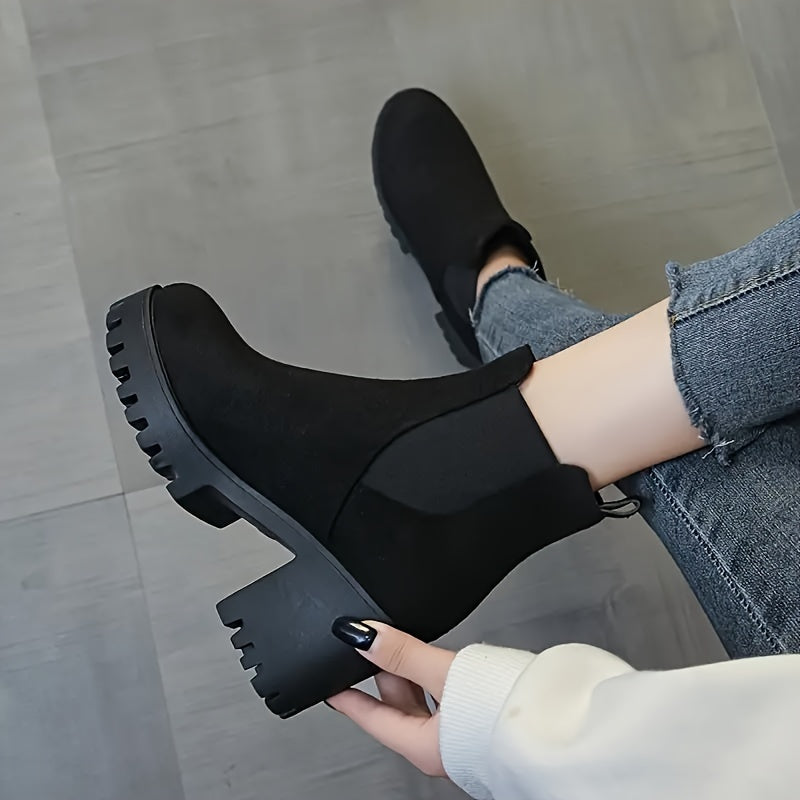 Bottines à Talon Carré Femme – Style Rétro Chic, Élégant & Idéal en Hiver