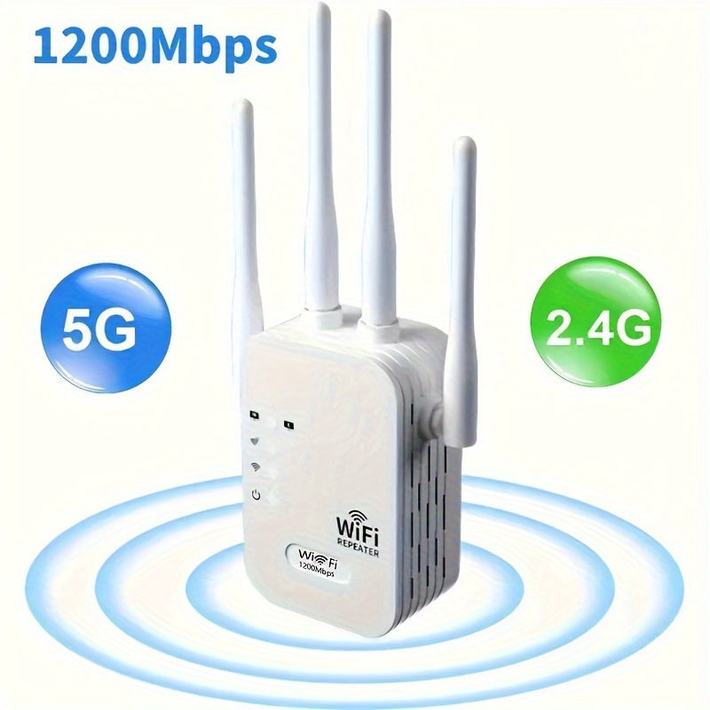 Amplificateur WiFi Puissant: 6 Fois Plus Performant, 1200Mbps, Double Bande (2.4GHz et 5GHz)