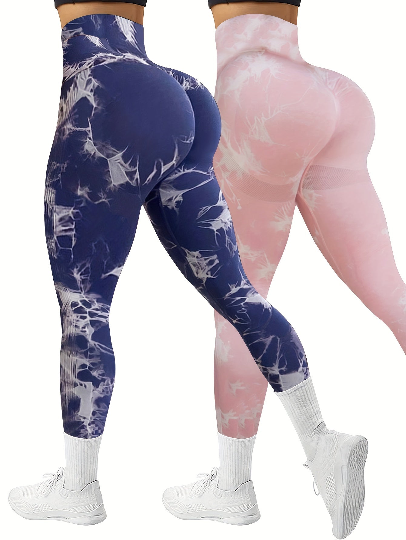 Lot de 2 Leggings Femme Tie-Dye Sans Couture – Yoga & Fitness Confortables